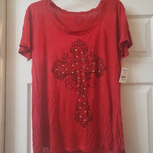 Project Karma red cross shirt/tee with bling